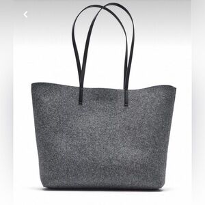 NWT Zara Felt Shopper Tote Bag Gray Wool-Look School Work Travel Purse